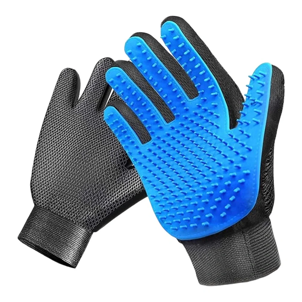 Washing Gloves for Long and Short Hair Dogs & Cats & Horses - 1 Pair (Blue)